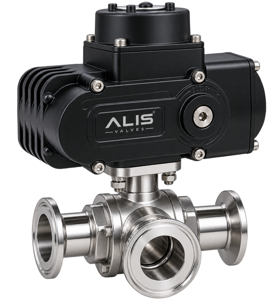 Electric 3 Way TC End Ball Valve