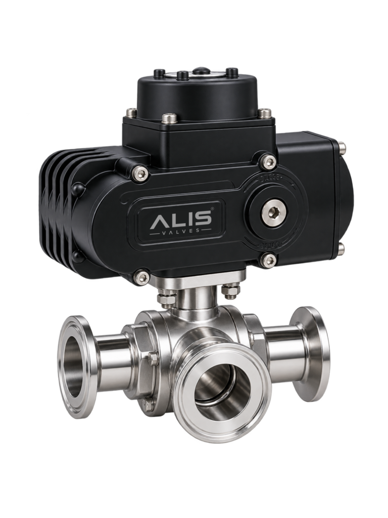 Electric 3 Way TC End Ball Valve