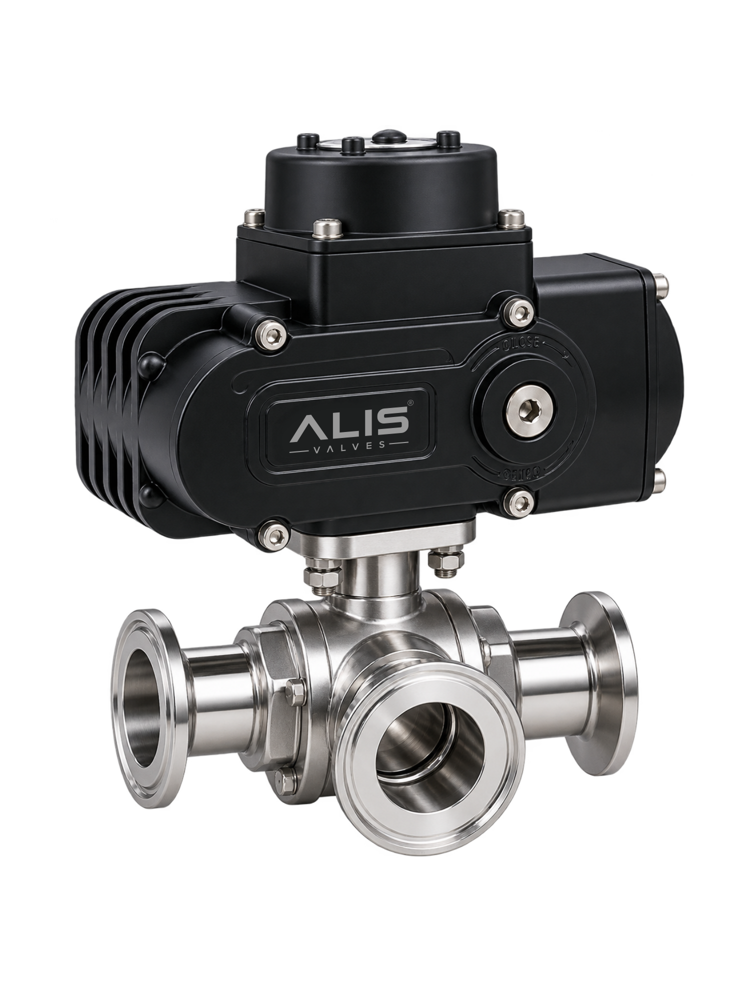 Electric 3 Way TC End Ball Valve